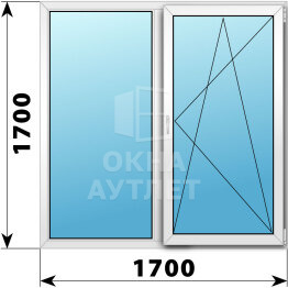 Двухстворчатое пластиковое окно 1700×1700 Г-ПО ОА-38737