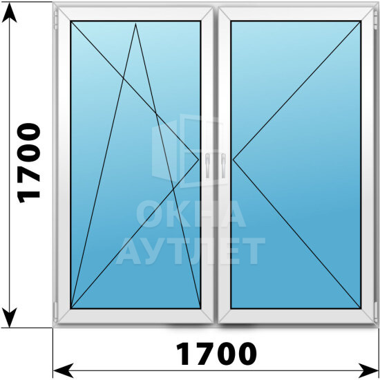Двухстворчатое пластиковое окно 1700×1700 ПО-П ОА-40594