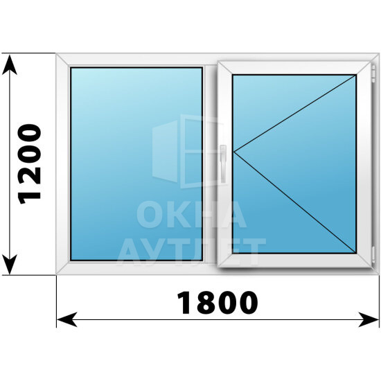 Двухстворчатое пластиковое окно 1800×1200 Г-П ОА-40129