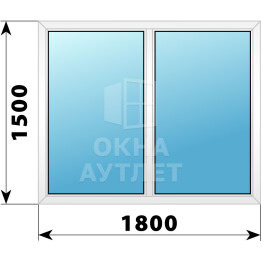 Двухстворчатое пластиковое окно 1800×1500 Г-Г ОА-39925