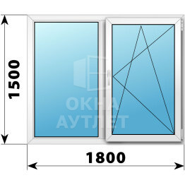 Двухстворчатое пластиковое окно 1800×1500 Г-ПО ОА-38557