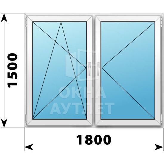 Двухстворчатое пластиковое окно 1800×1500 ПО-П ОА-38935