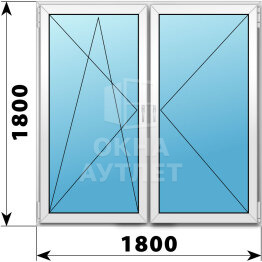 Двухстворчатое пластиковое окно 1800×1800 ПО-П ОА-38051