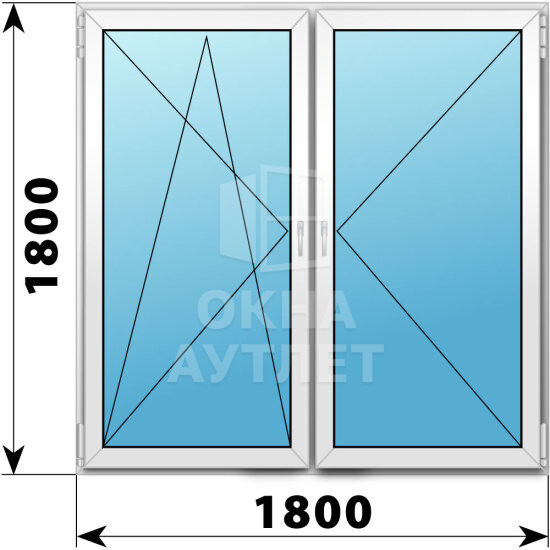 Двухстворчатое пластиковое окно 1800×1800 ПО-П ОА-38051