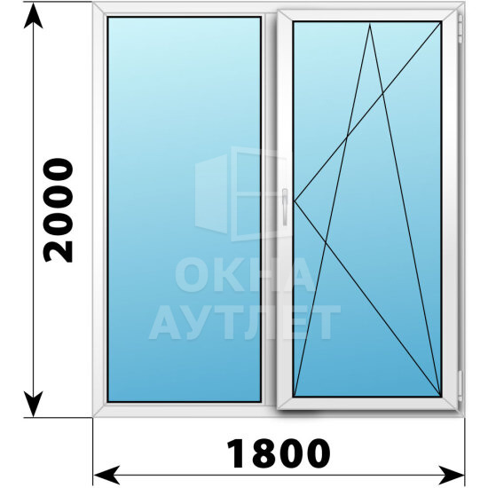 Двухстворчатое пластиковое окно 1800×2000 Г-ПО ОА-38401