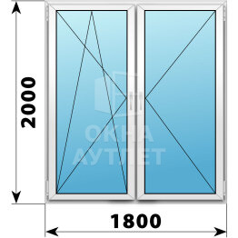 Двухстворчатое пластиковое окно 1800×2000 ПО-П ОА-38350
