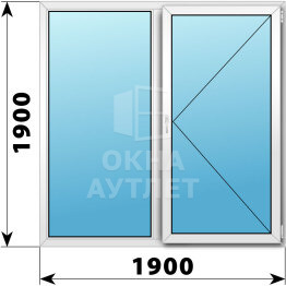 Двухстворчатое пластиковое окно 1900×1900 Г-П ОА-40567
