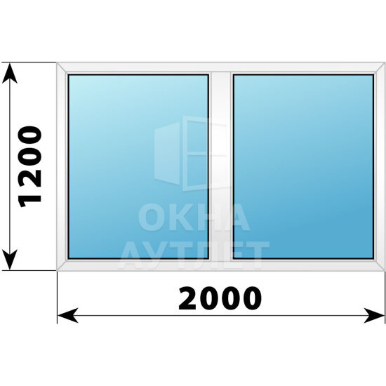 Двухстворчатое пластиковое окно 2000×1200 Г-Г ОА-38419