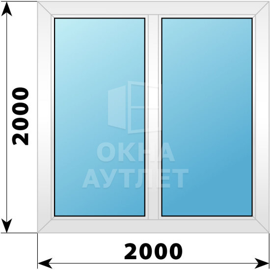 Двухстворчатое пластиковое окно 2000×2000 Г-Г ОА-38338