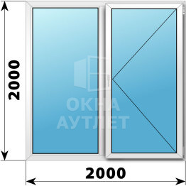 Двухстворчатое пластиковое окно 2000×2000 Г-П ОА-40666