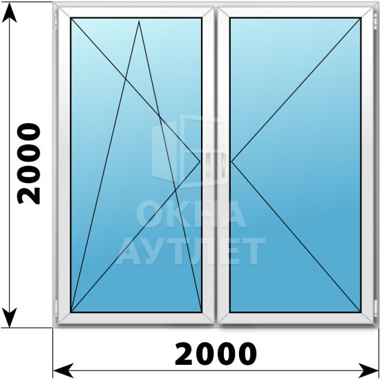 Двухстворчатое пластиковое окно 2000×2000 ПО-П ОА-38048