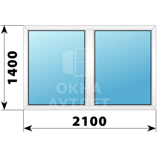 Двухстворчатое пластиковое окно 2100×1400 Г-Г ОА-39988