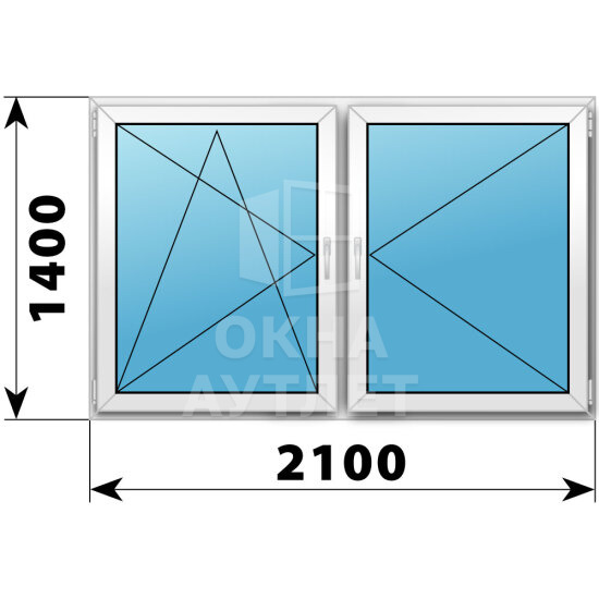Двухстворчатое пластиковое окно 2100×1400 ПО-П ОА-40579