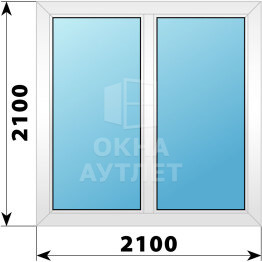 Двухстворчатое пластиковое окно 2100×2100 Г-Г ОА-38833