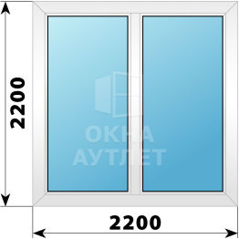 Двухстворчатое пластиковое окно 2200×2200 Г-Г ОА-38272