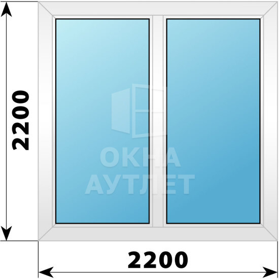 Двухстворчатое пластиковое окно 2200×2200 Г-Г ОА-38272