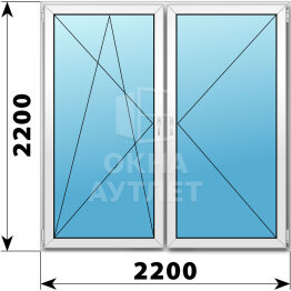 Двухстворчатое пластиковое окно 2200×2200 ПО-П ОА-40963