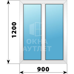 Двухстворчатое пластиковое окно 900×1200 Г-Г ОА-39295