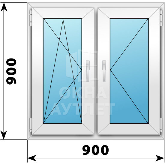 Двухстворчатое пластиковое окно 900×900 ПО-П ОА-38926