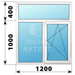 Двухстворчатое пластиковое окно с глухой фрамугой 1200×1400 Г-ПО ОА-39877