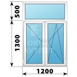 Двухстворчатое пластиковое окно с глухой фрамугой 1200×1800 П-ПО ОА-38434