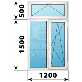 Двухстворчатое пластиковое окно с откидной фрамугой 1200×2000 Г-ПО ОА-38755