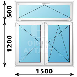 Двухстворчатое пластиковое окно с откидной фрамугой 1500×1700 П-ПО ОА-38479