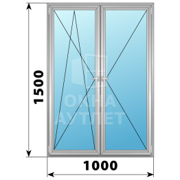 Двухстворчатое поворотно-откидное алюминиевое окно ПО-П 1000×1500 ОА-34250