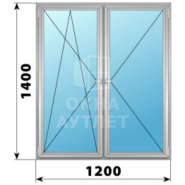 Двухстворчатое поворотно-откидное алюминиевое окно ПО-П 1200×1400 ОА-34298