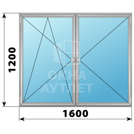 Двухстворчатое поворотно-откидное алюминиевое окно ПО-П 1500×1200 ОА-34334