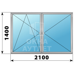 Двухстворчатое поворотно-откидное алюминиевое окно ПО-П 2100×1400 ОА-34544