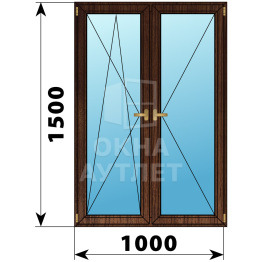 Двухстворчатое деревянное окно из дуба ПО-П 1000×1500 ОА-37376