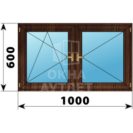 Двухстворчатое деревянное окно из дуба ПО-П 1000×600 ОА-35567