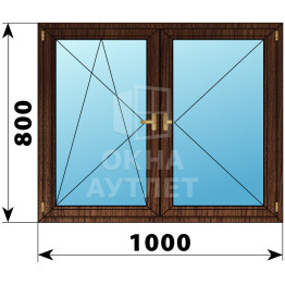Двухстворчатое деревянное окно из дуба ПО-П 1000×800 ОА-36104