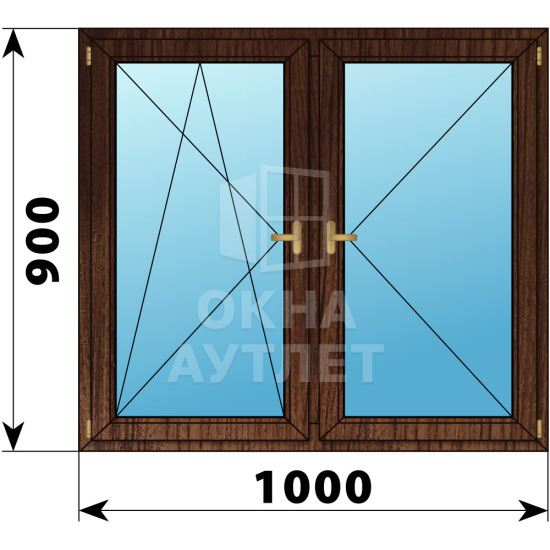 Двухстворчатое деревянное окно из дуба ПО-П 1000×900 ОА-36383