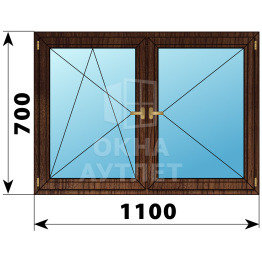 Двухстворчатое деревянное окно из дуба ПО-П 1100×700 ОА-36044