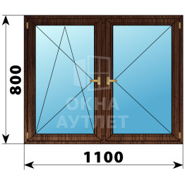 Двухстворчатое деревянное окно из дуба ПО-П 1100×800 ОА-36323