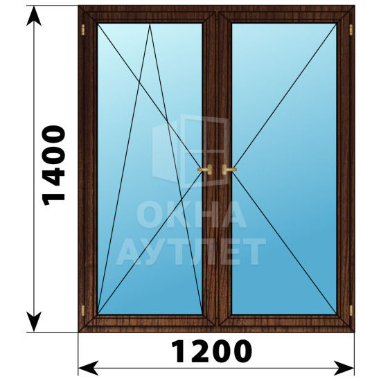 Двухстворчатое деревянное окно из дуба ПО-П 1200×1400 ОА-37529