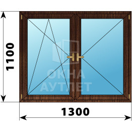 Двухстворчатое деревянное окно из дуба ПО-П 1300×1100 ОА-37286