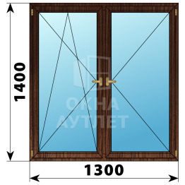 Двухстворчатое деревянное окно из дуба ПО-П 1300×1400 ОА-37634
