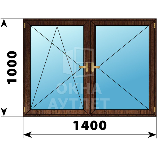 Двухстворчатое деревянное окно из дуба ПО-П 1400×1000 ОА-37253