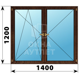 Двухстворчатое деревянное окно из дуба ПО-П 1400×1200 ОА-37532