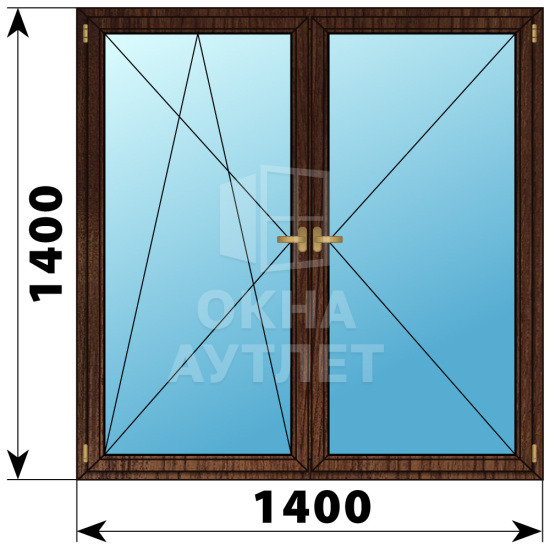 Двухстворчатое деревянное окно из дуба ПО-П 1400×1400 ОА-37709