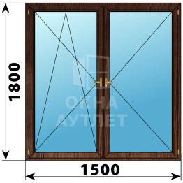 Двухстворчатое деревянное окно из дуба ПО-П 1500×1800 ОА-37907