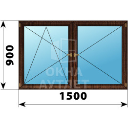 Двухстворчатое деревянное окно из дуба ПО-П 1500×900 ОА-37190