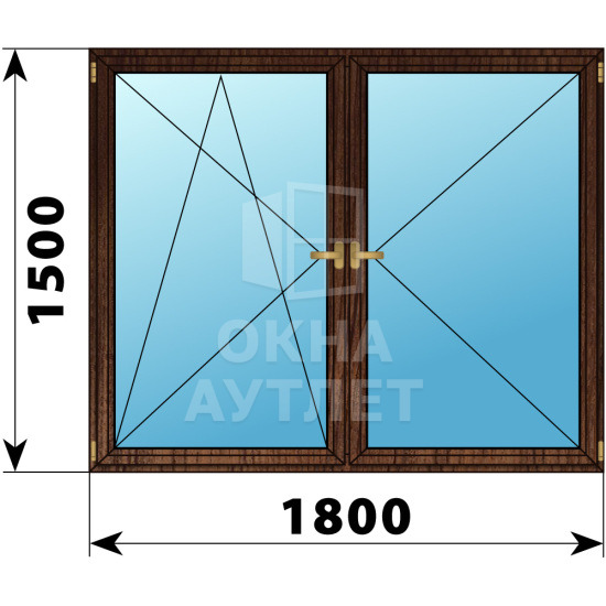Двухстворчатое деревянное окно из дуба ПО-П 1800×1500 ОА-37910