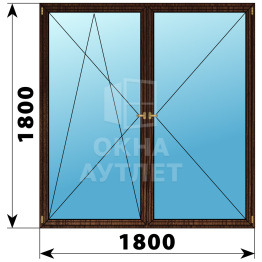 Двухстворчатое деревянное окно из дуба ПО-П 1800×1800 ОА-37949