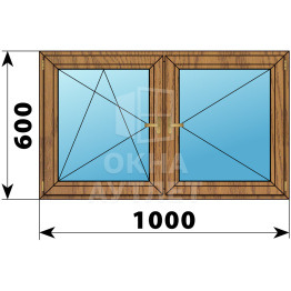Двухстворчатое деревянное окно из лиственницы ПО-П 1000×600 ОА-35054