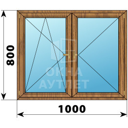 Двухстворчатое деревянное окно из лиственницы ПО-П 1000×800 ОА-35456