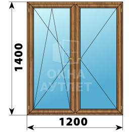 Двухстворчатое деревянное окно из лиственницы ПО-П 1200×1400 ОА-36932